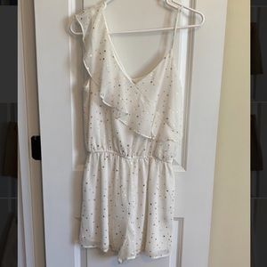 Saks Off Fifth White Romper w/ Gold Stars
